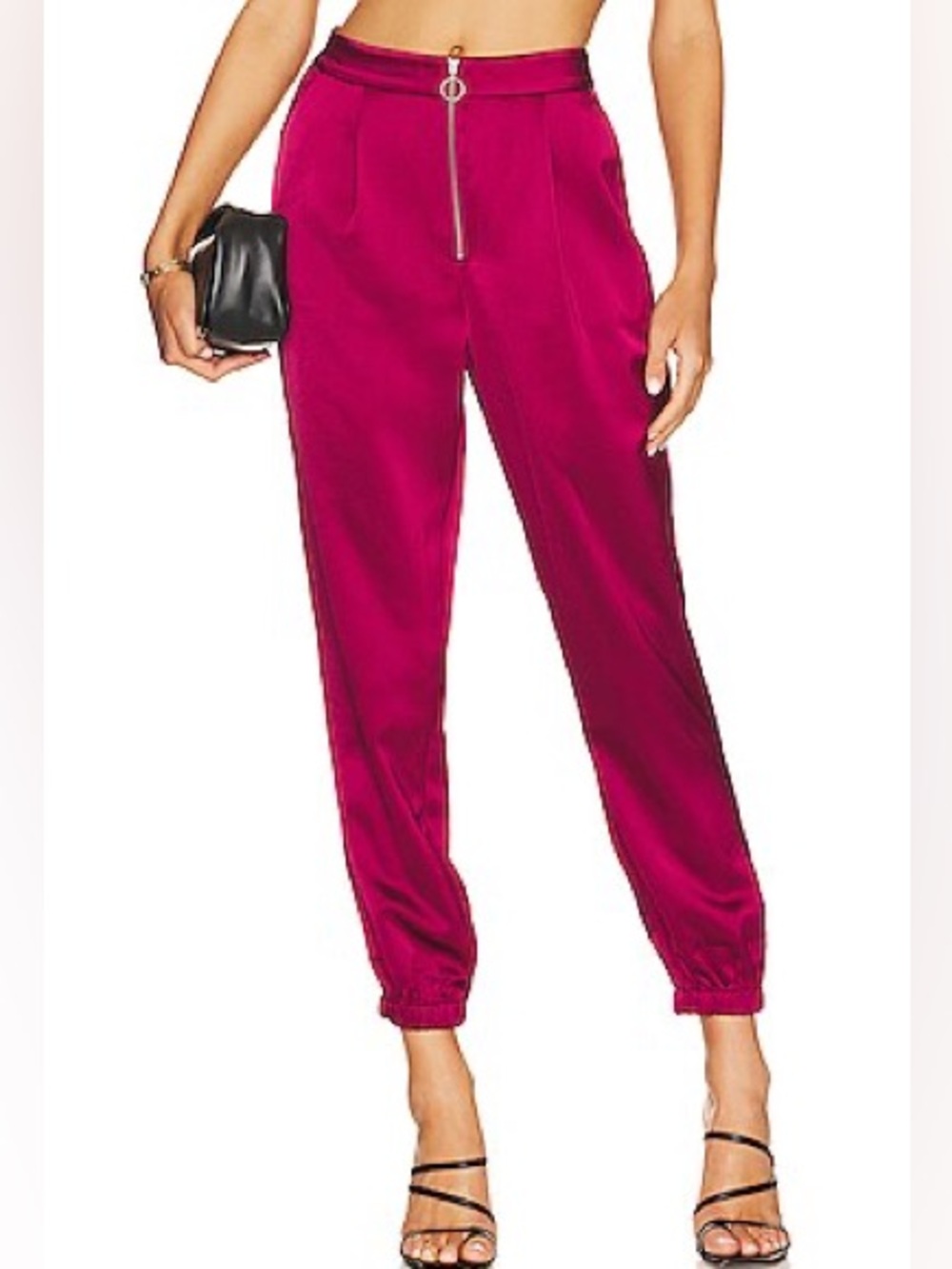 Paige Elyse Satin Magenta Joggers